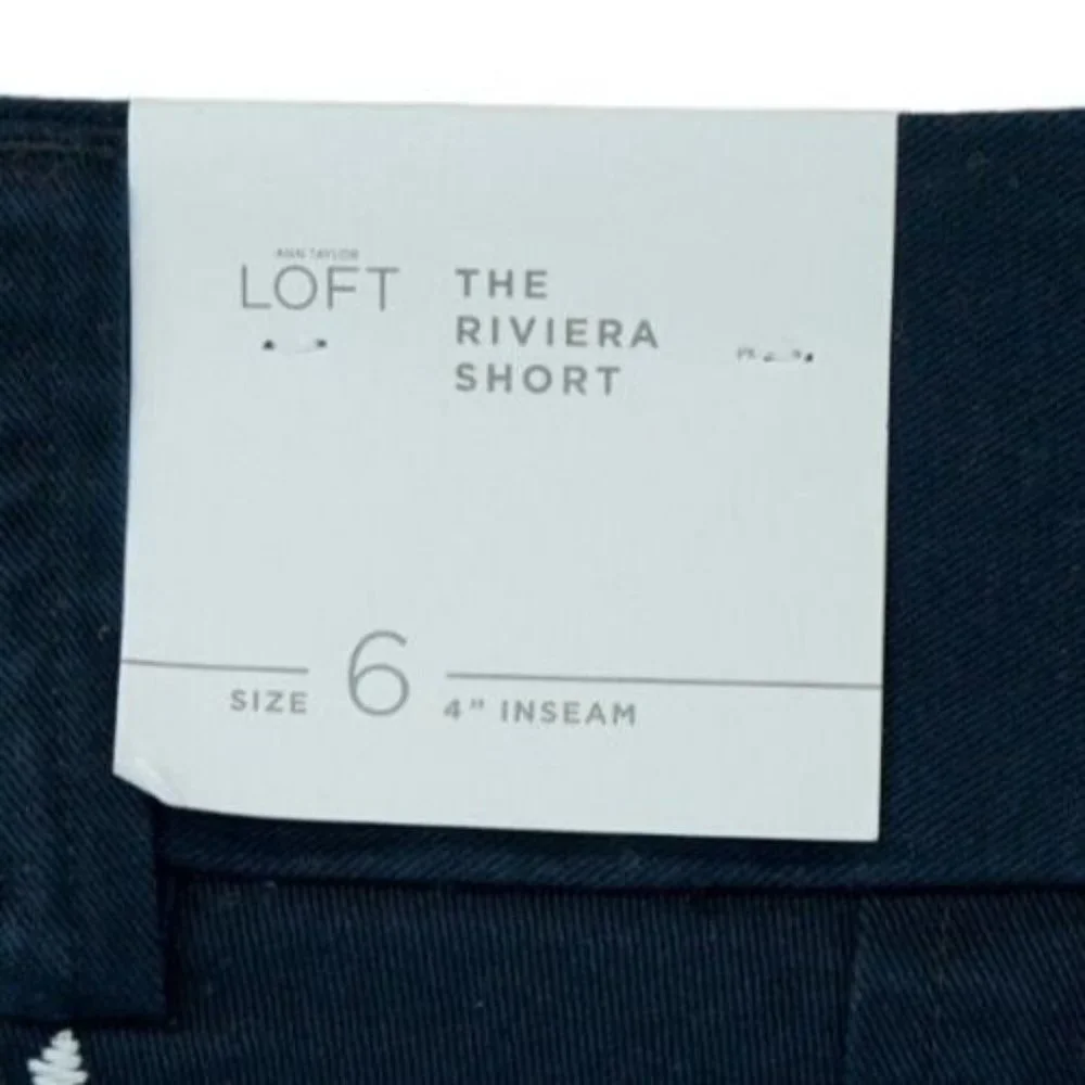 NWT Loft Women's Embroidered Shorts Size‎ 6 Navy Blue ~ Mid Rise ~ Waist 32